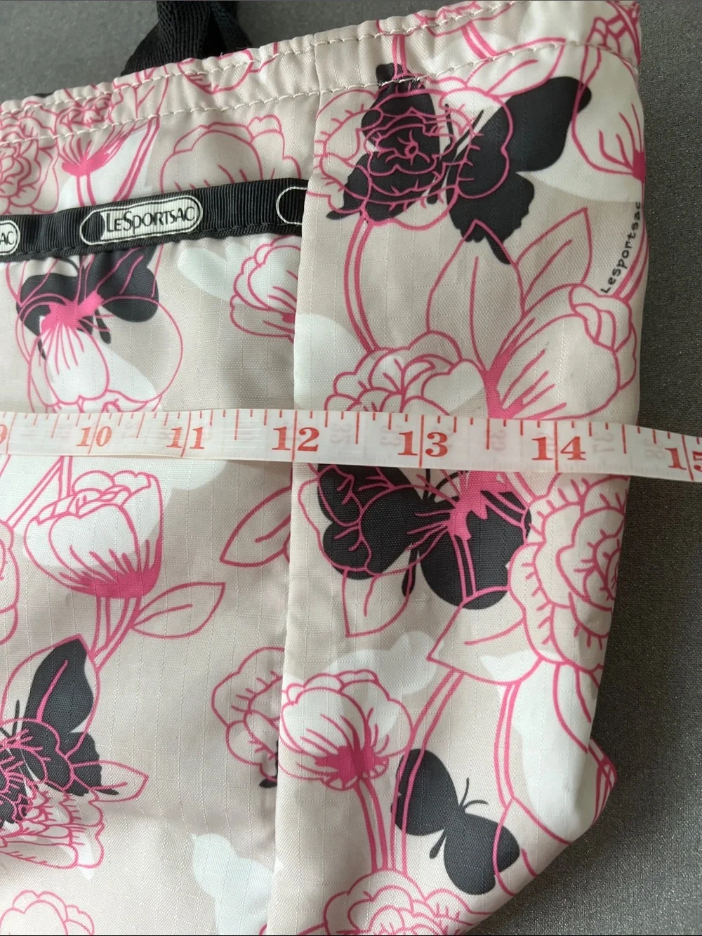 LeSportsac | Pink Tan White & Dark Gray Floral Tote Bag Size 9